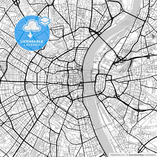 Layered PDF map of Cologne, North Rhine-Westphalia, Germany
