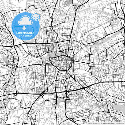 Layered PDF map of Dortmund, North Rhine-Westphalia, Germany