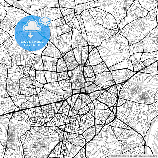Layered PDF map of Essen, North Rhine-Westphalia, Germany