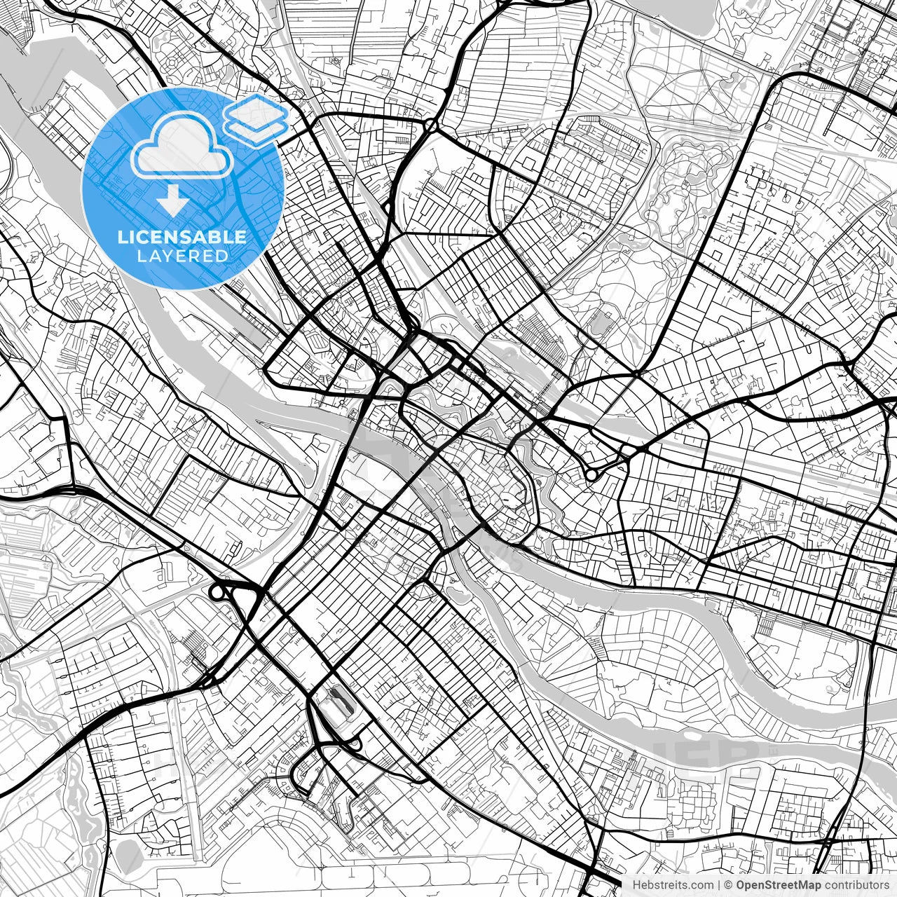 Layered PDF map of Bremen, Bremen, Germany