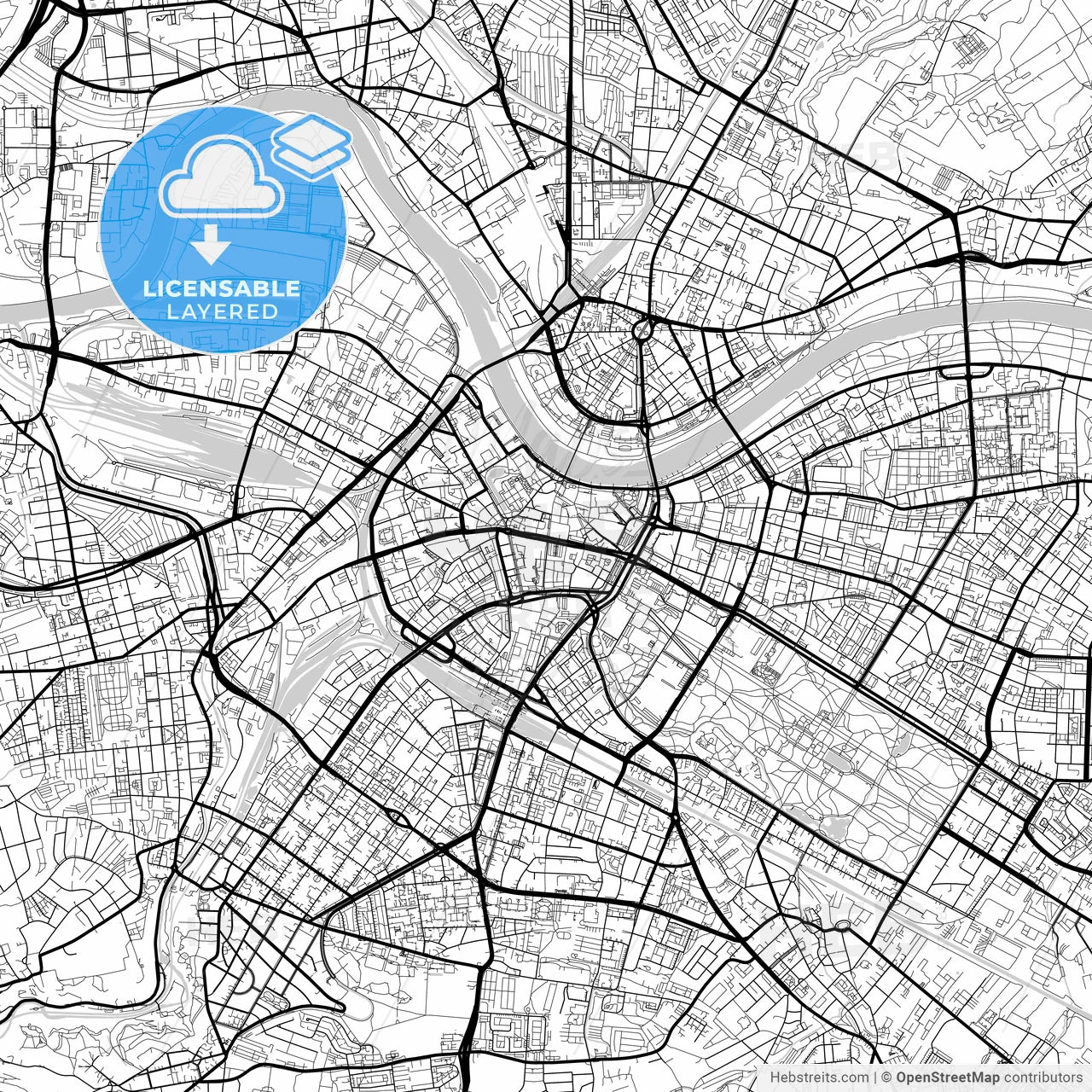 Layered PDF map of Dresden, Saxony, Germany