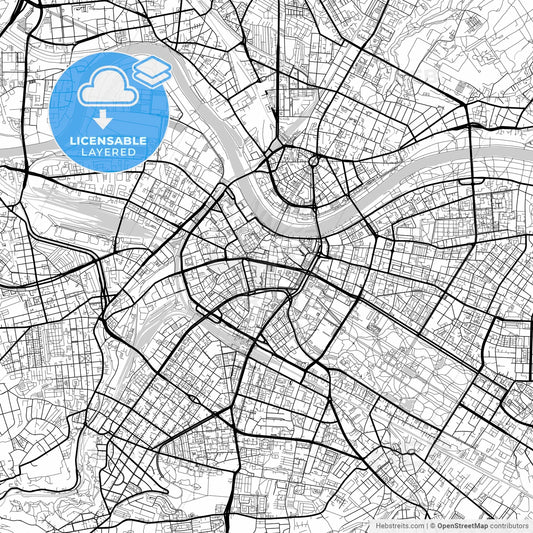 Layered PDF map of Dresden, Saxony, Germany