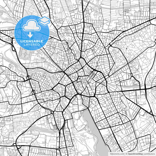 Layered PDF map of Hannover, Lower Saxony, Germany