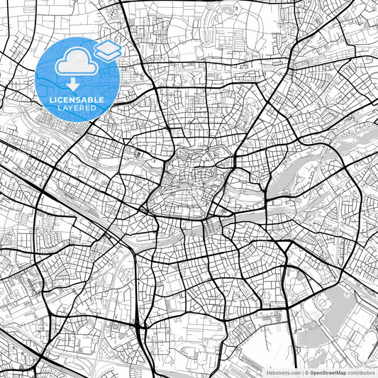 Layered PDF map of Nurnberg, Bavaria, Germany