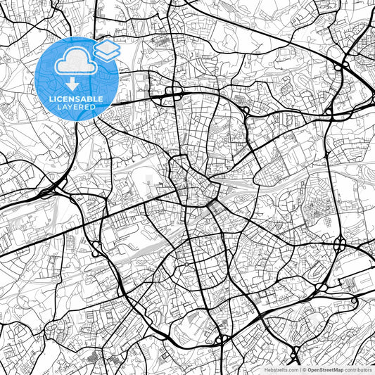 Layered PDF map of Bochum, North Rhine-Westphalia, Germany