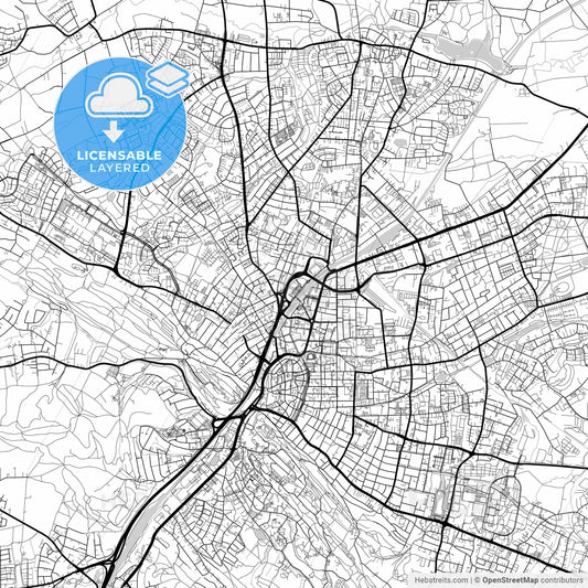 Layered PDF map of Bielefeld, North Rhine-Westphalia, Germany