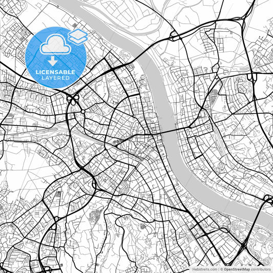 Layered PDF map of Bonn, North Rhine-Westphalia, Germany