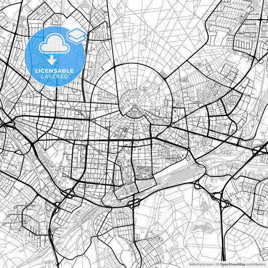 Layered PDF map of Karlsruhe, Baden-Wuerttemberg, Germany