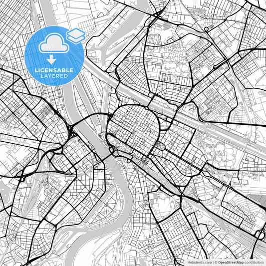 Layered PDF map of Mannheim, Baden-Wuerttemberg, Germany