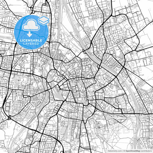 Layered PDF map of Augsburg, Bavaria, Germany