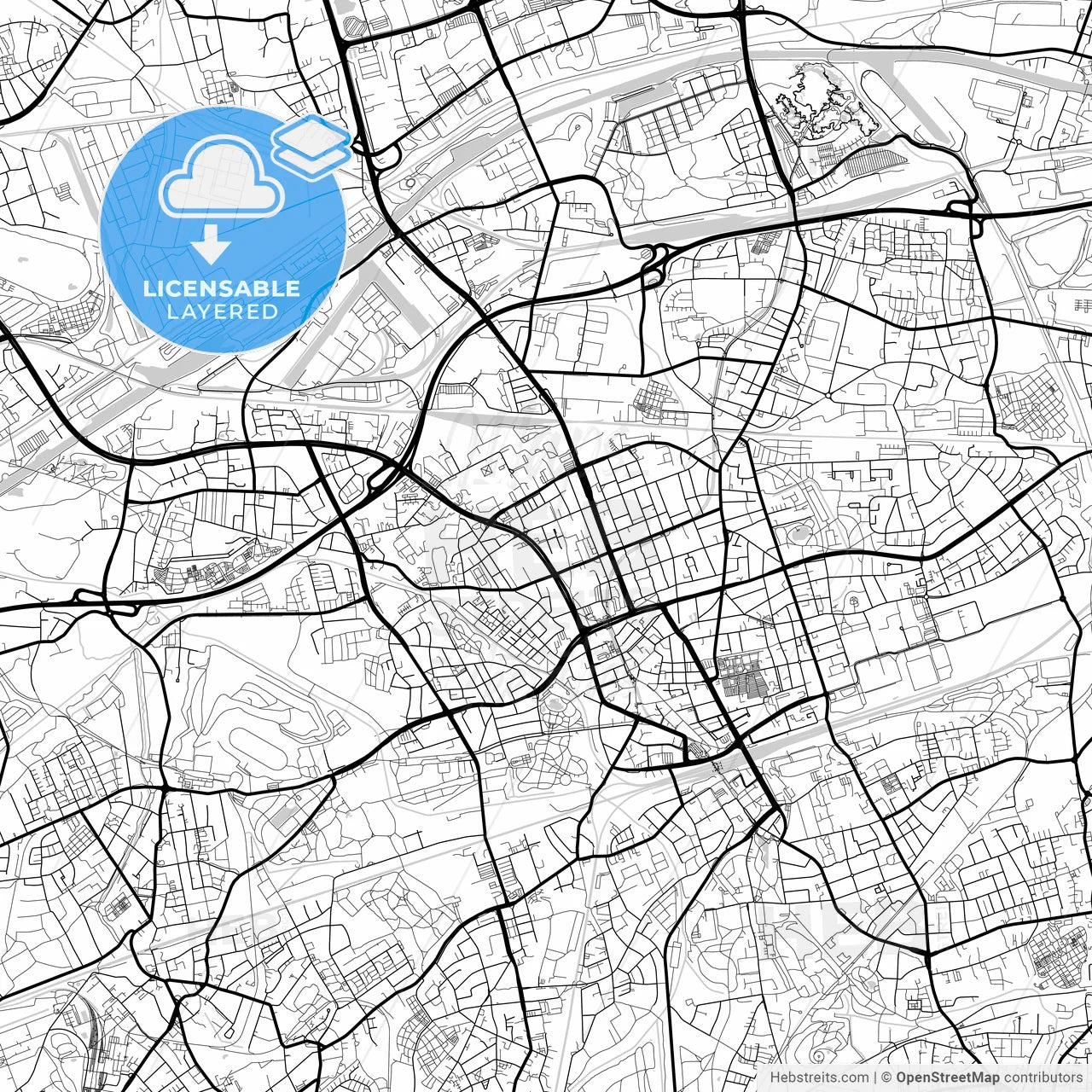 Layered PDF map of Gelsenkirchen, North Rhine-Westphalia, Germany