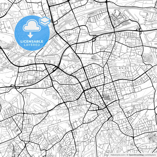Layered PDF map of Gelsenkirchen, North Rhine-Westphalia, Germany