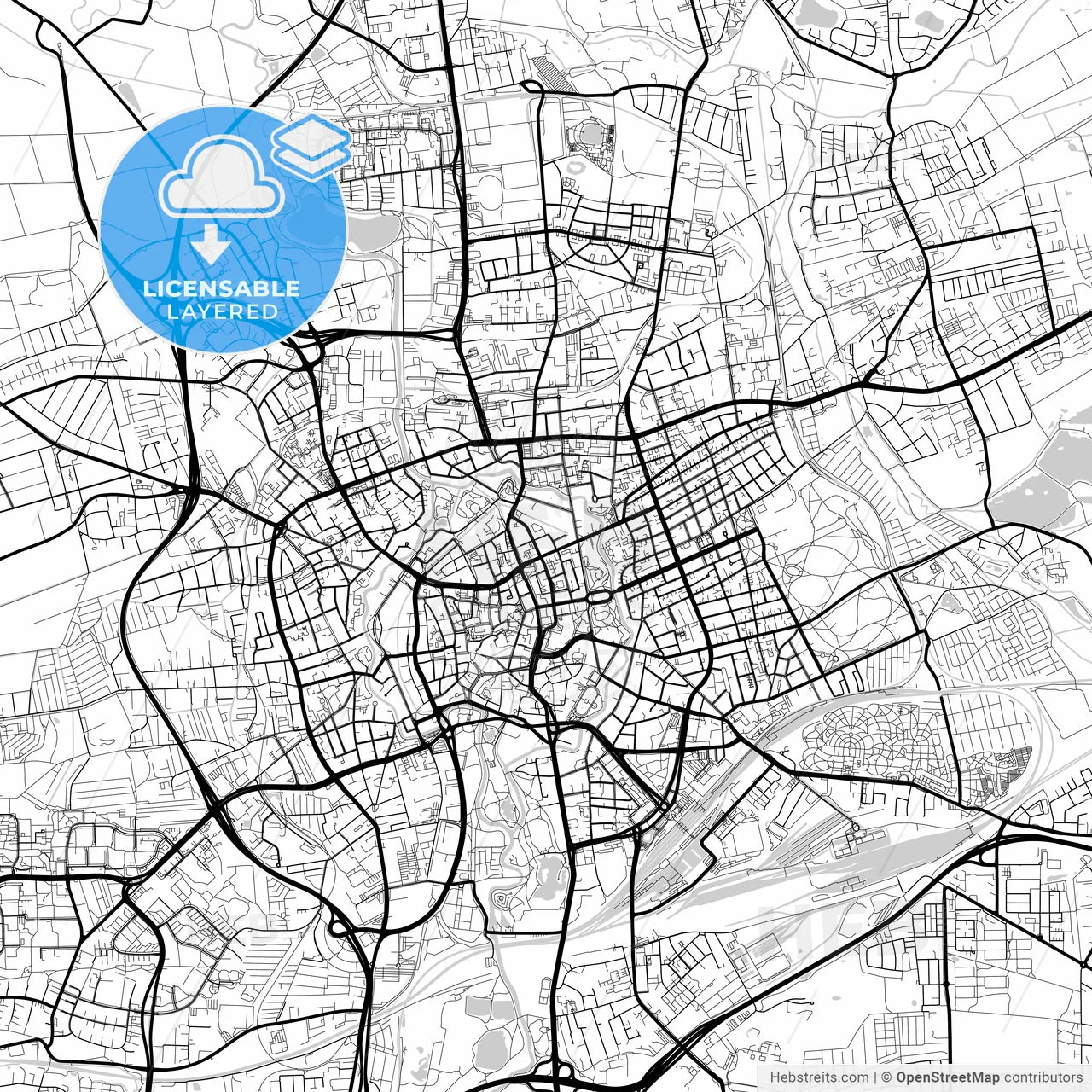 Layered PDF map of Braunschweig, Lower Saxony, Germany
