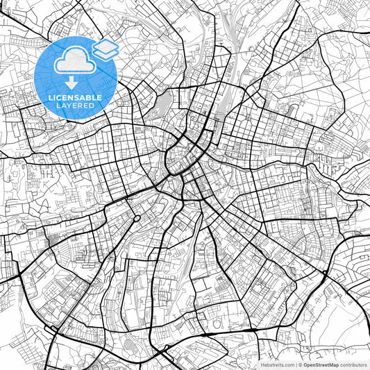Layered PDF map of Chemnitz, Saxony, Germany