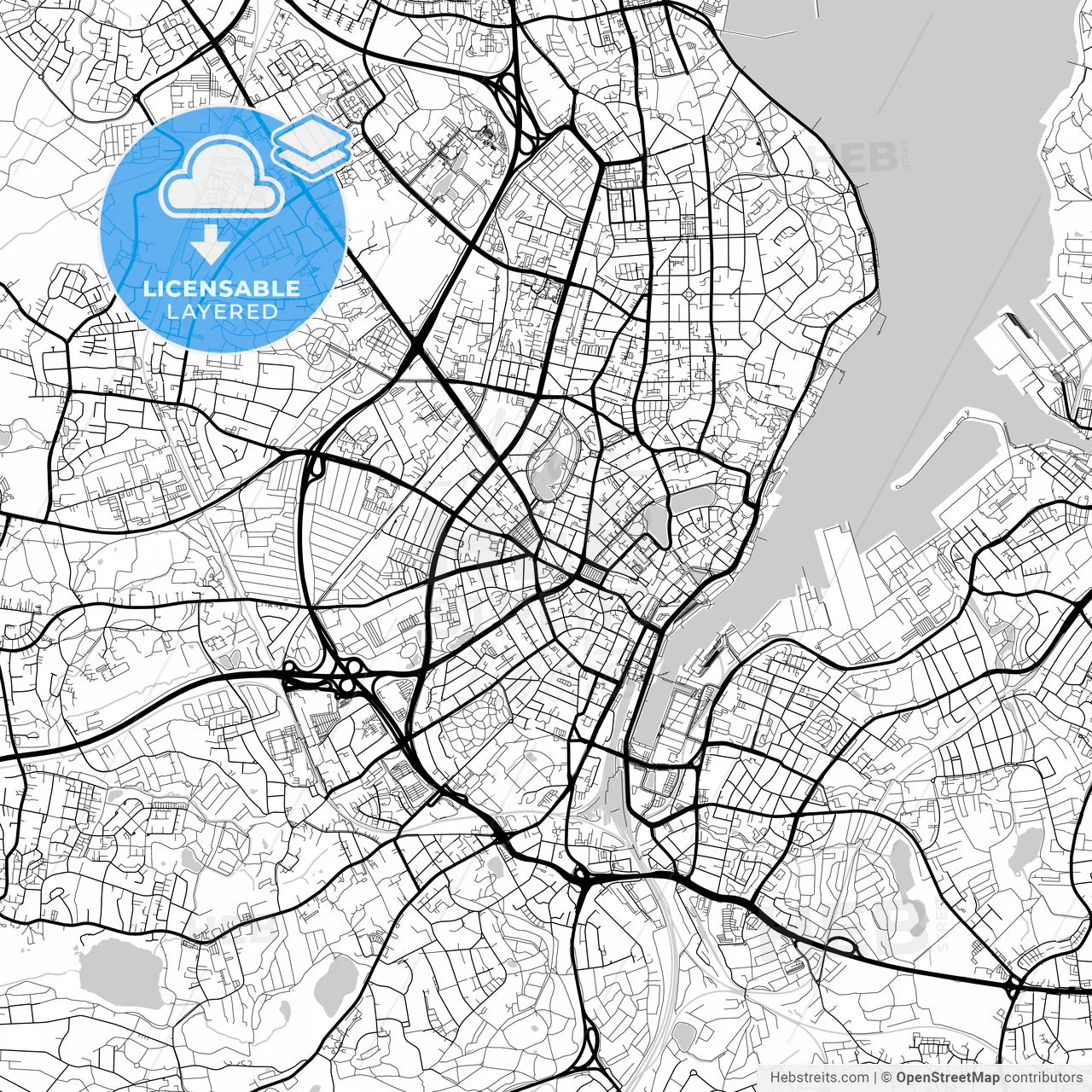 Layered PDF map of Kiel, Schleswig-Holstein, Germany