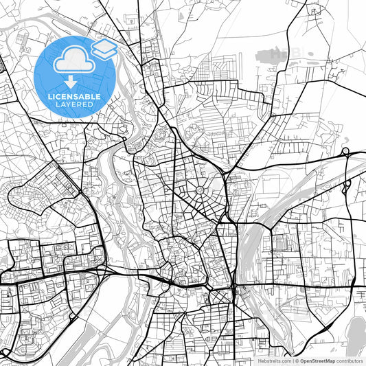 Layered PDF map of Halle (Saale), Saxony-Anhalt, Germany