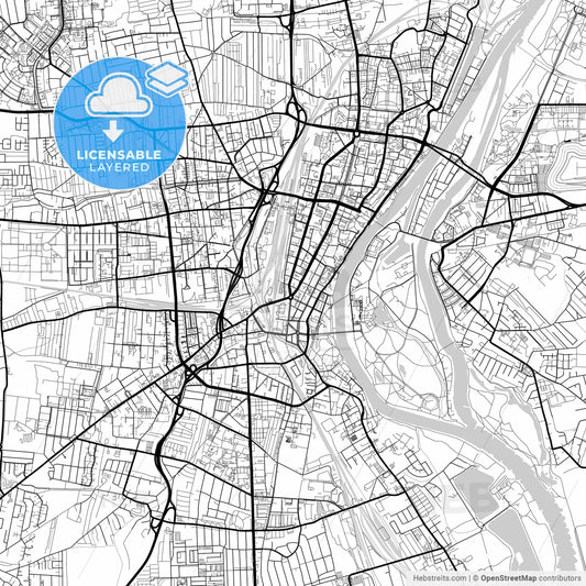 Layered PDF map of Magdeburg, Saxony-Anhalt, Germany