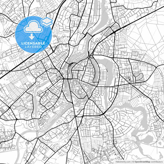 Layered PDF map of Lubeck, Schleswig-Holstein, Germany