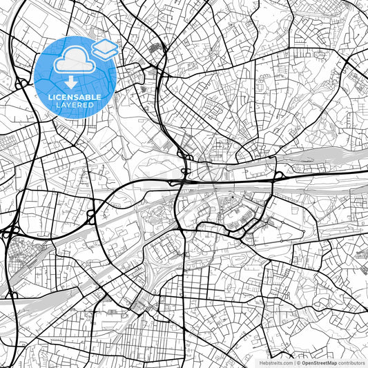Layered PDF map of Oberhausen, North Rhine-Westphalia, Germany