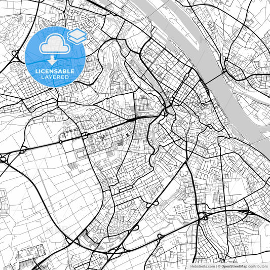 Layered PDF map of Mainz, Rheinland-Pfalz, Germany