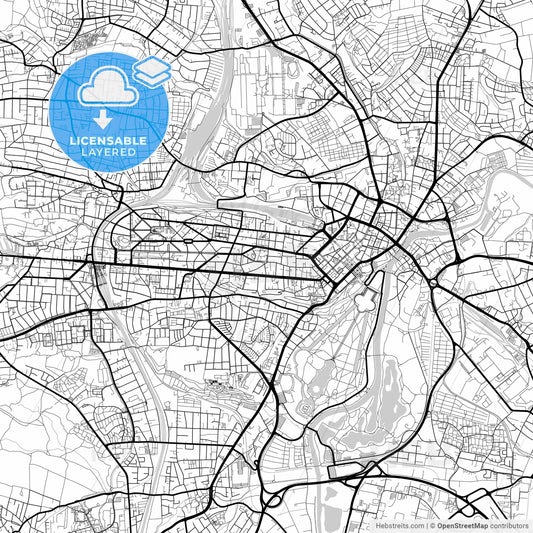 Layered PDF map of Kassel, Hesse, Germany