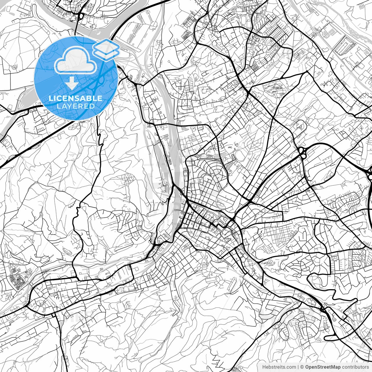 Layered PDF map of Hagen, North Rhine-Westphalia, Germany