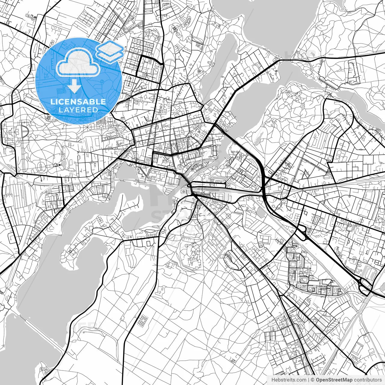 Layered PDF map of Potsdam, Brandenburg, Germany