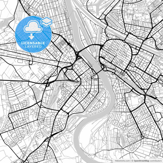 Layered PDF map of Ludwigshafen am Rhein, Rheinland-Pfalz, Germany