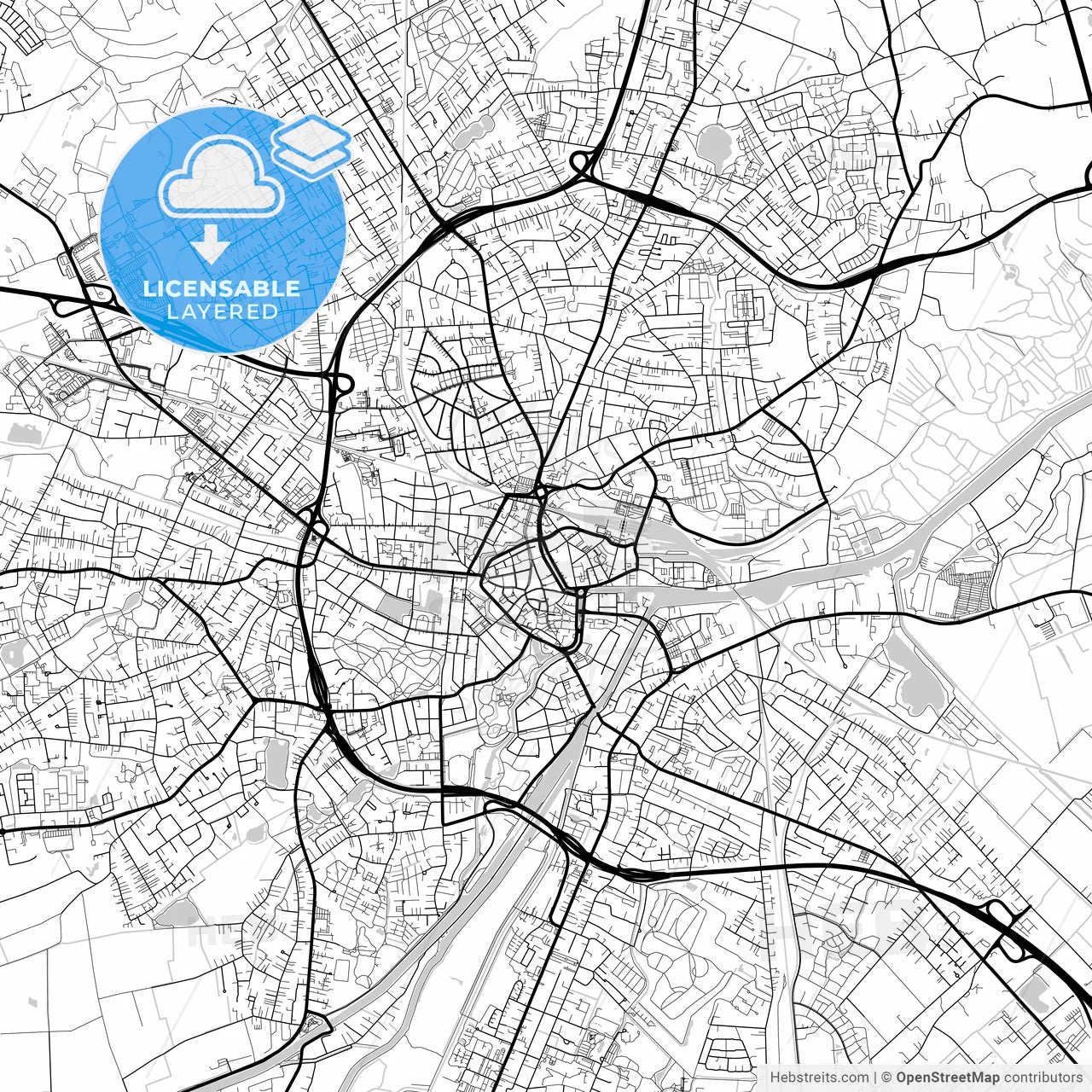 Layered PDF map of Oldenburg, Lower Saxony, Germany