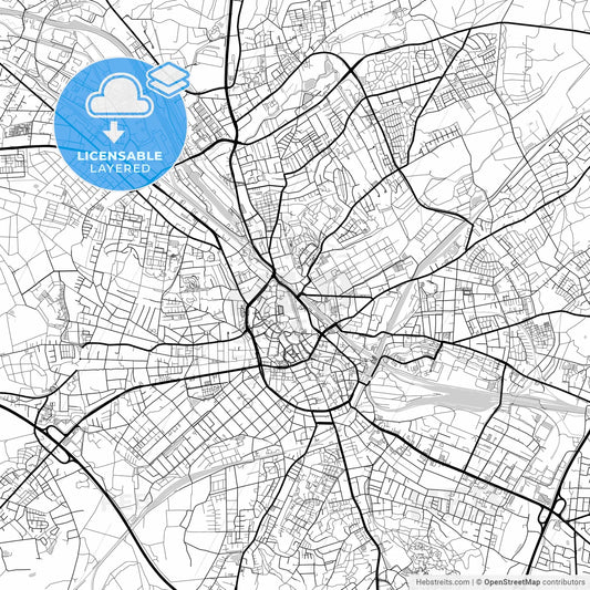 Layered PDF map of Osnabruck, Lower Saxony, Germany