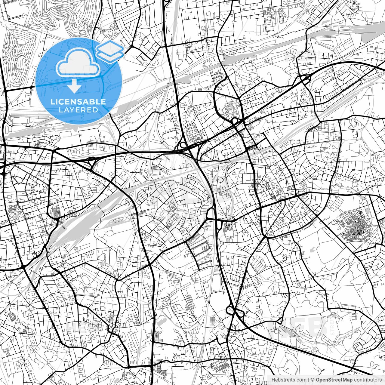 Layered PDF map of Herne, North Rhine-Westphalia, Germany