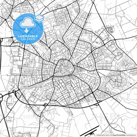 Layered PDF map of Paderborn, North Rhine-Westphalia, Germany