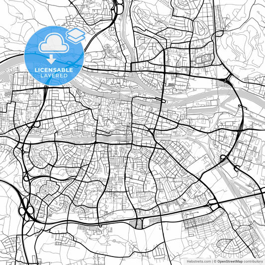 Layered PDF map of Regensburg, Bavaria, Germany
