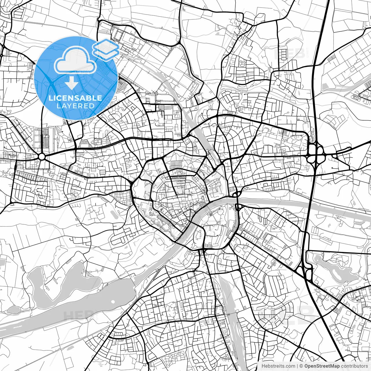 Layered PDF map of Ingolstadt, Bavaria, Germany