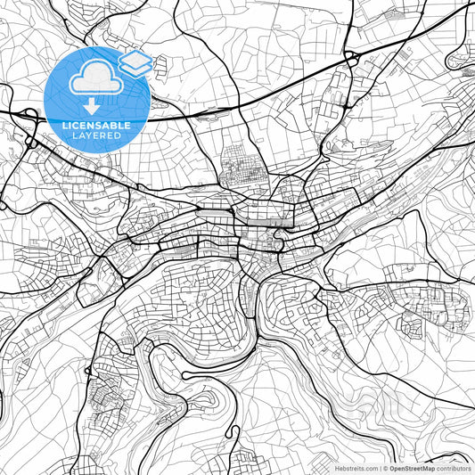 Layered PDF map of Pforzheim, Baden-Wuerttemberg, Germany