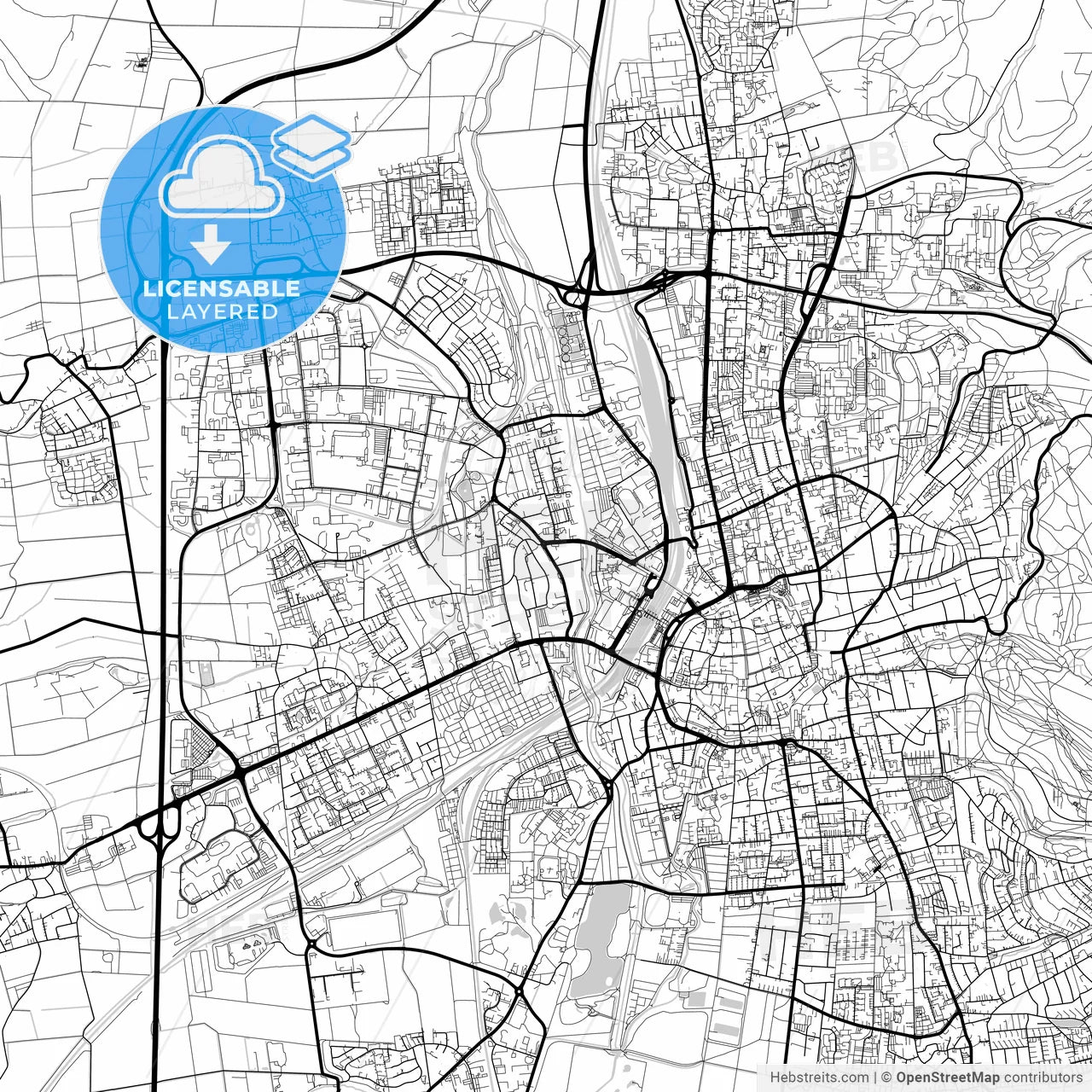 Layered PDF map of Gottingen, Lower Saxony, Germany
