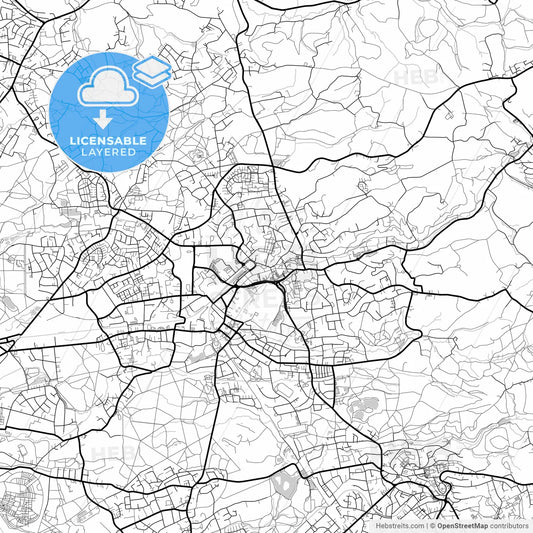 Layered PDF map of Bergisch Gladbach, North Rhine-Westphalia, Germany