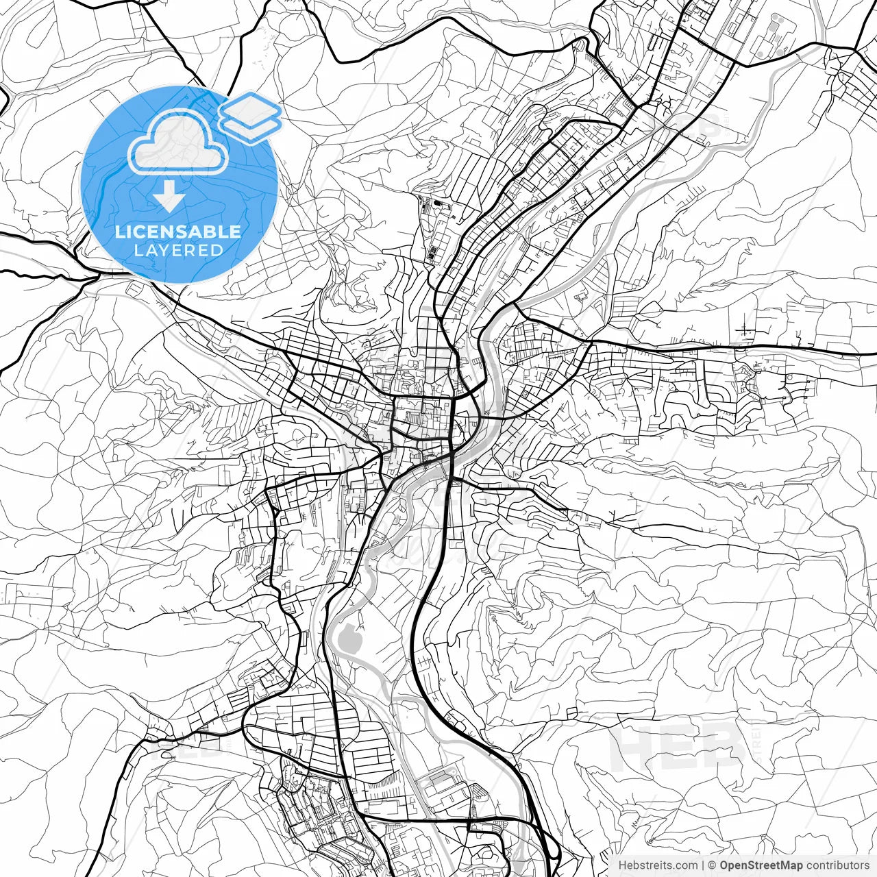 Layered PDF map of Jena, Thuringia, Germany