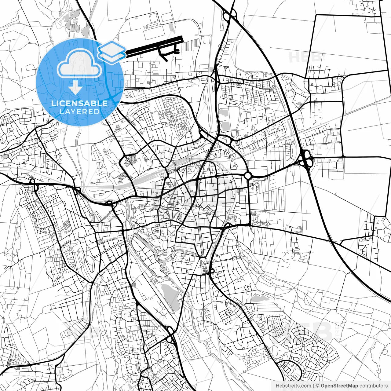 Layered PDF map of Hildesheim, Lower Saxony, Germany