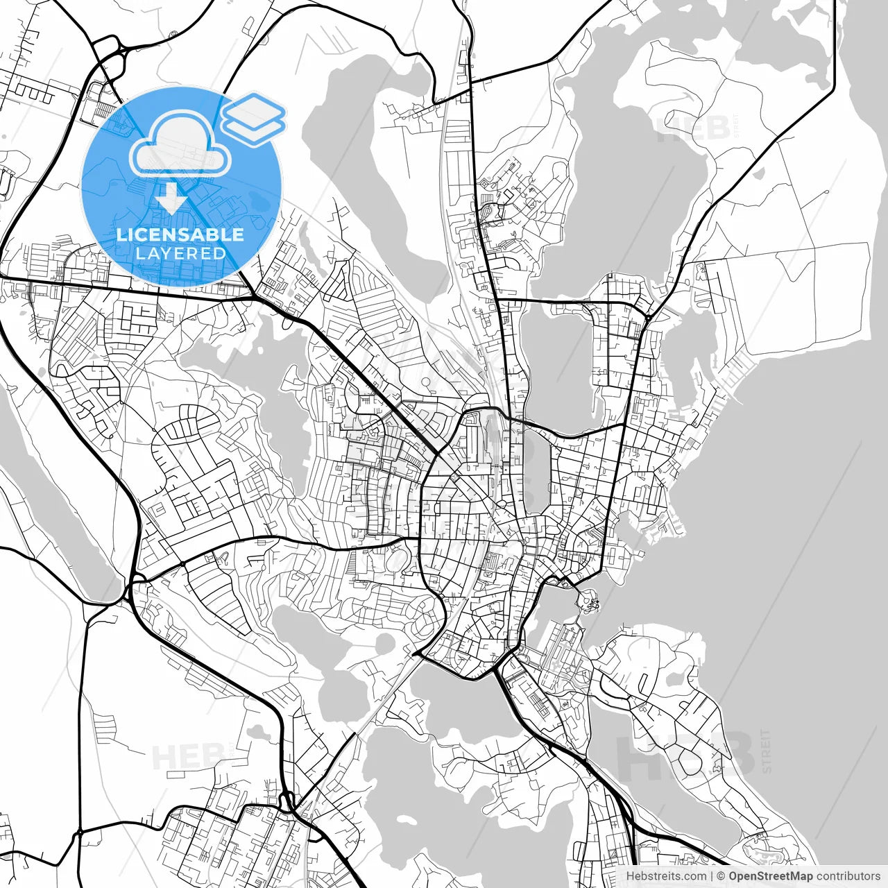 Layered PDF map of Schwerin, Mecklenburg-Western Pomerania, Germany