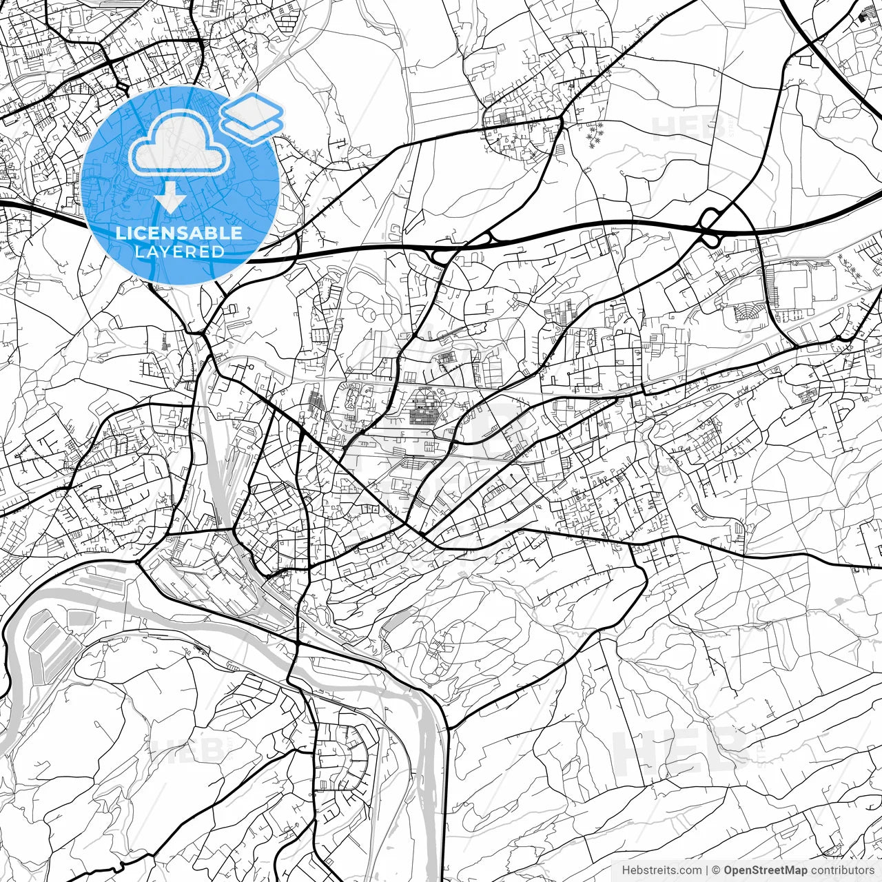 Layered PDF map of Witten, North Rhine-Westphalia, Germany