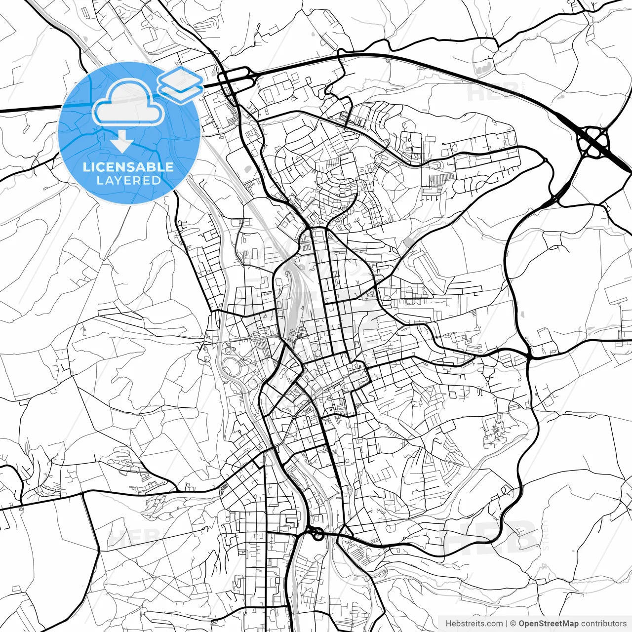 Layered PDF map of Gera, Thuringia, Germany