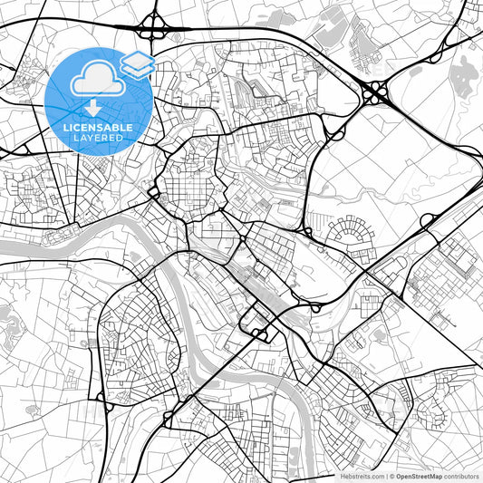 Layered PDF map of Hanau, Hesse, Germany