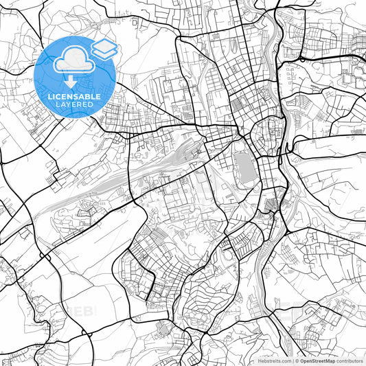Layered PDF map of Zwickau, Saxony, Germany
