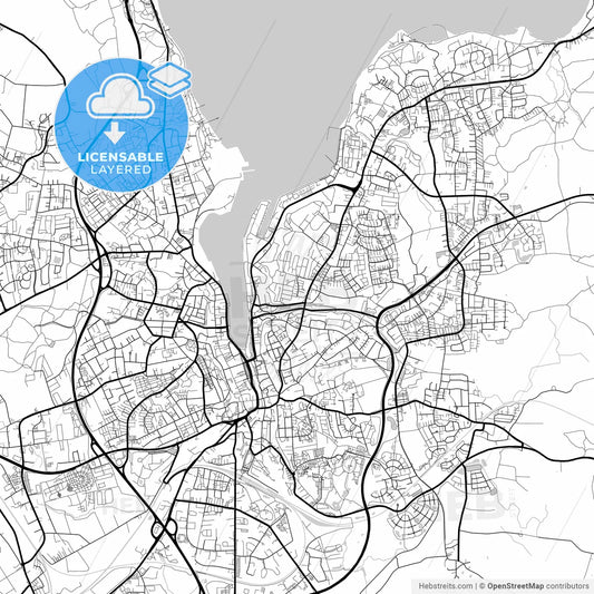 Layered PDF map of Flensburg, Schleswig-Holstein, Germany