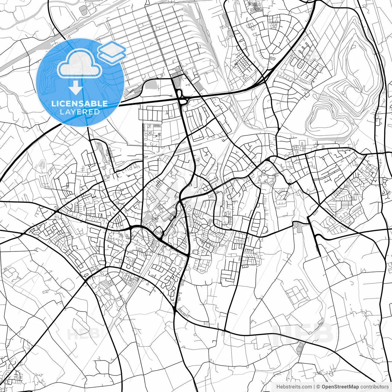 Layered PDF map of Marl, North Rhine-Westphalia, Germany
