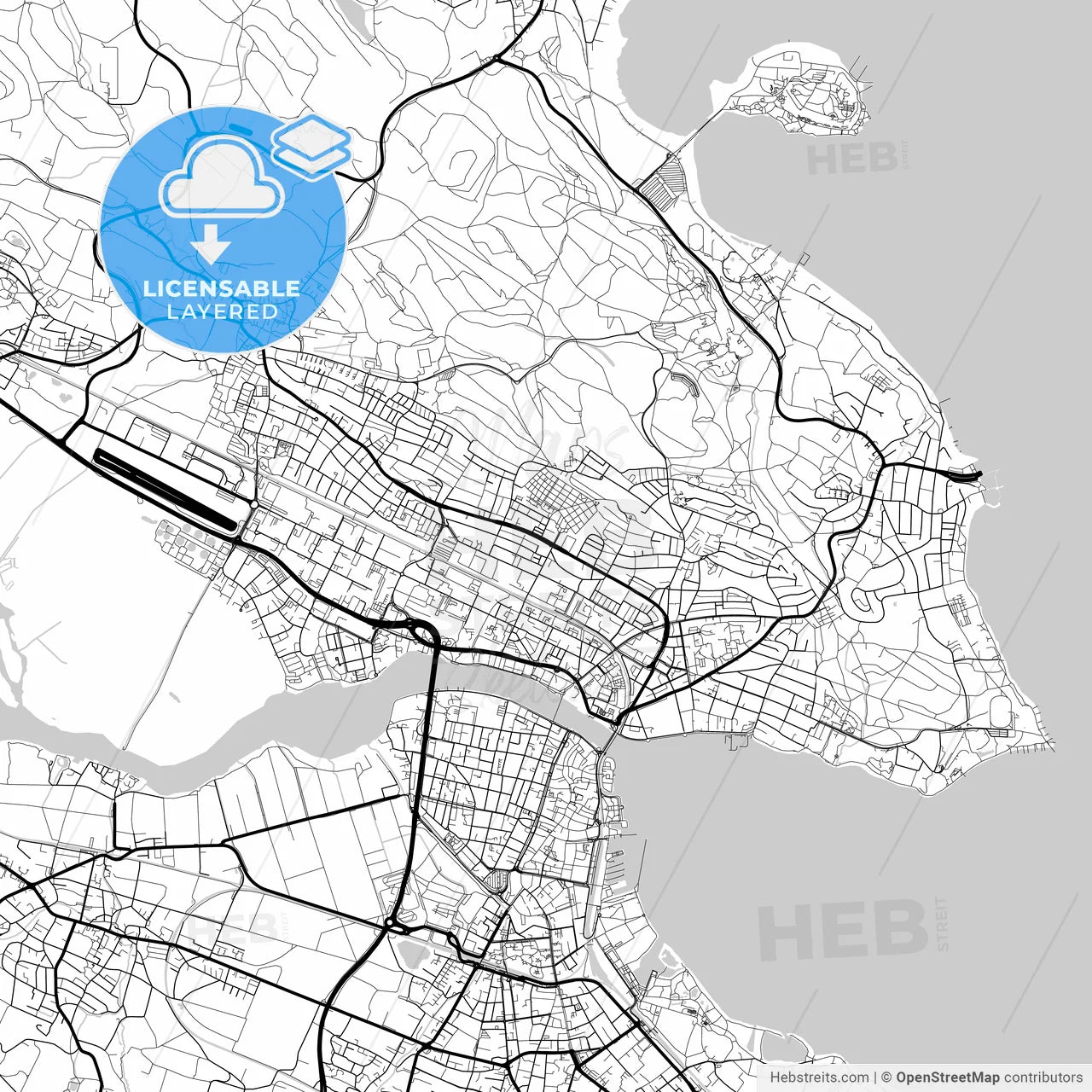 Layered PDF map of Konstanz, Baden-Wuerttemberg, Germany