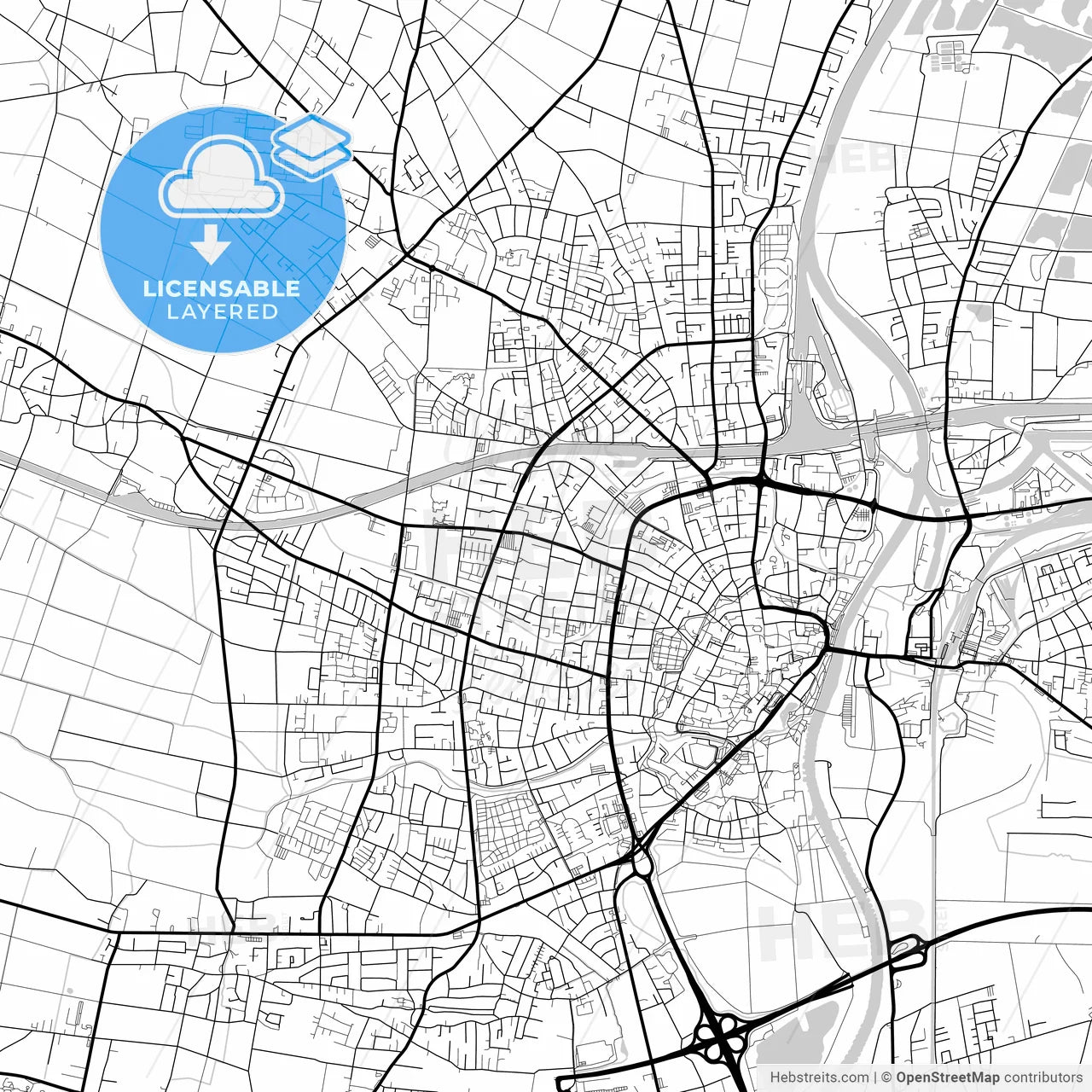 Layered PDF map of Minden, North Rhine-Westphalia, Germany