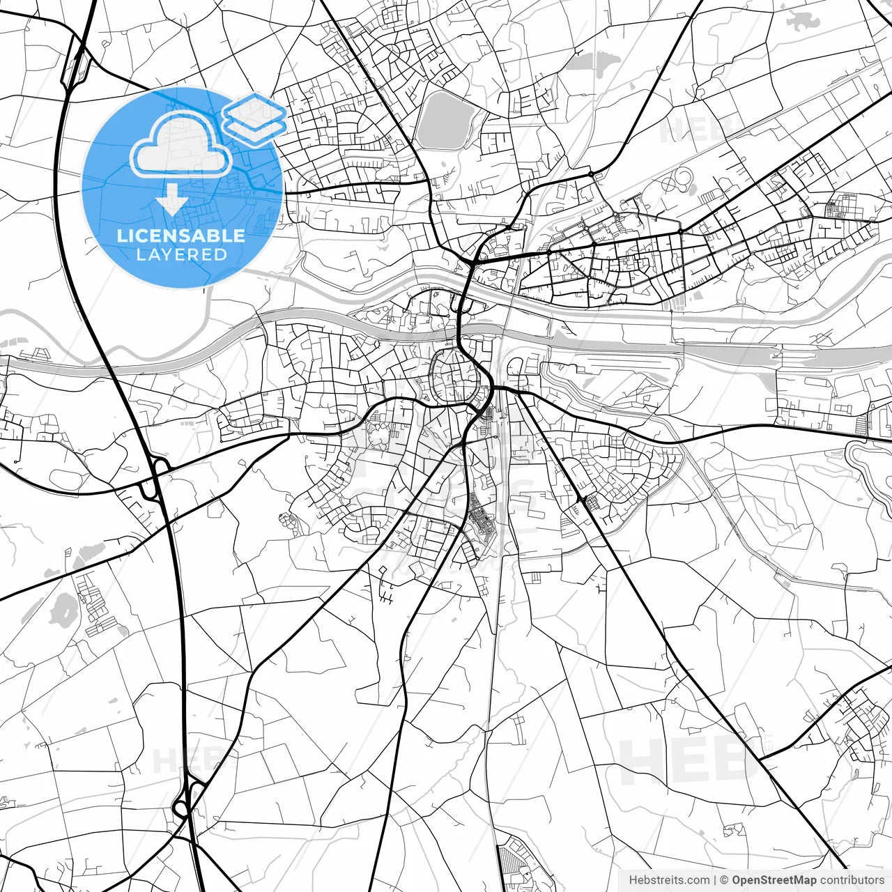 Layered PDF map of Dorsten, North Rhine-Westphalia, Germany