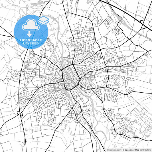 Layered PDF map of Rheine, North Rhine-Westphalia, Germany